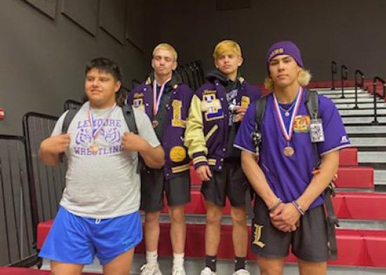 Lemoore High School sends five Tigers to California State Wrestling Meet starting Thursday in Bakersfield Tiger wrestlers head to California State Meet this week in Bakersfield. L to R: Isaiah Morales, Dylan McDonald, Jason McDonald, and Cameron Campos. Not pictured is Mia Meno who took fourth at the girls sectionals.